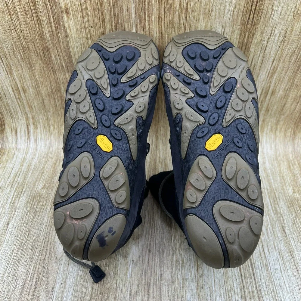 Merrell Forecast Tug Winter Boots Women's Size 8 Black Suede Faux Fur Lined